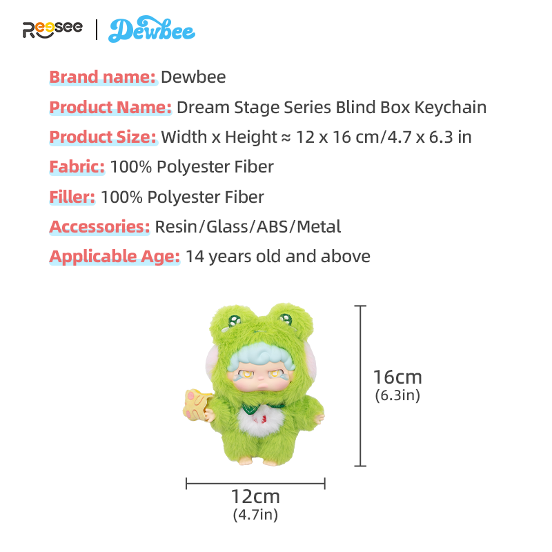 Dewbee Fantasy Stage Plush Doll Blind Box – 3D Silicone Face & Standing Plush Body